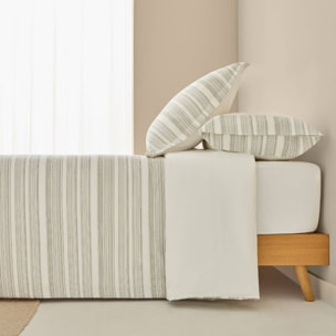 Funda nórdica algodón 180 hilos rayas en relieve Oni color verde 100% Algodón