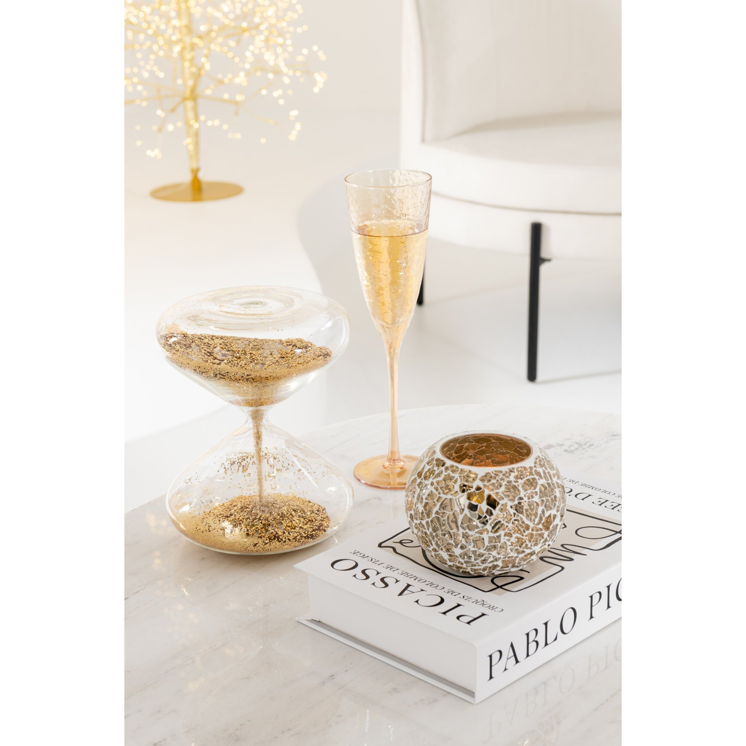 J-Line sablier Paillettes - verre - or