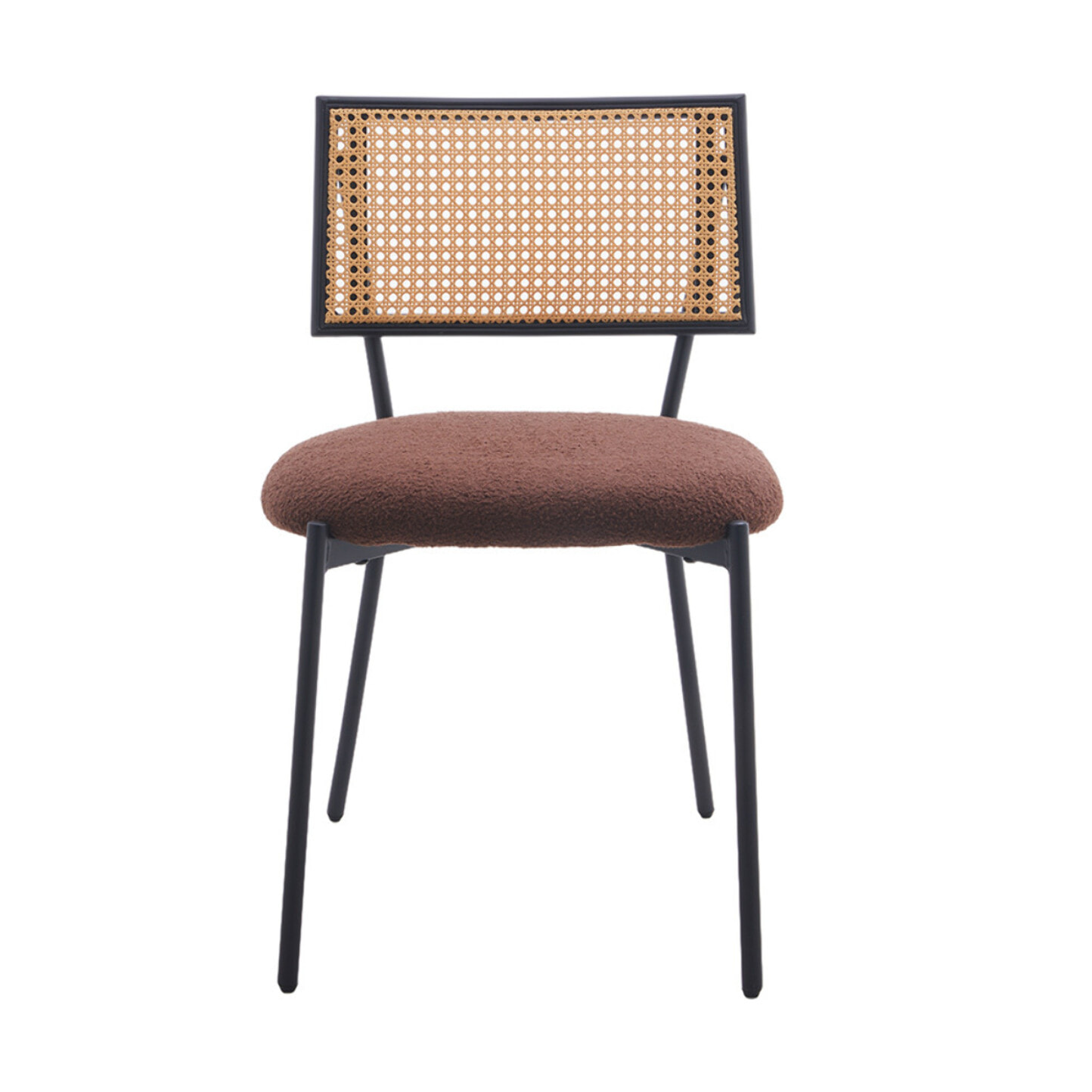 Luciano - lot de 2 chaises cannage - en tissu bouclette - Marron