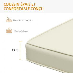 Coussin de banc de jardin déhoussable - coussin balancelle - dim. 120L x 50l cm - rembourrage 8 cm - cordons d'attache - polyester crème