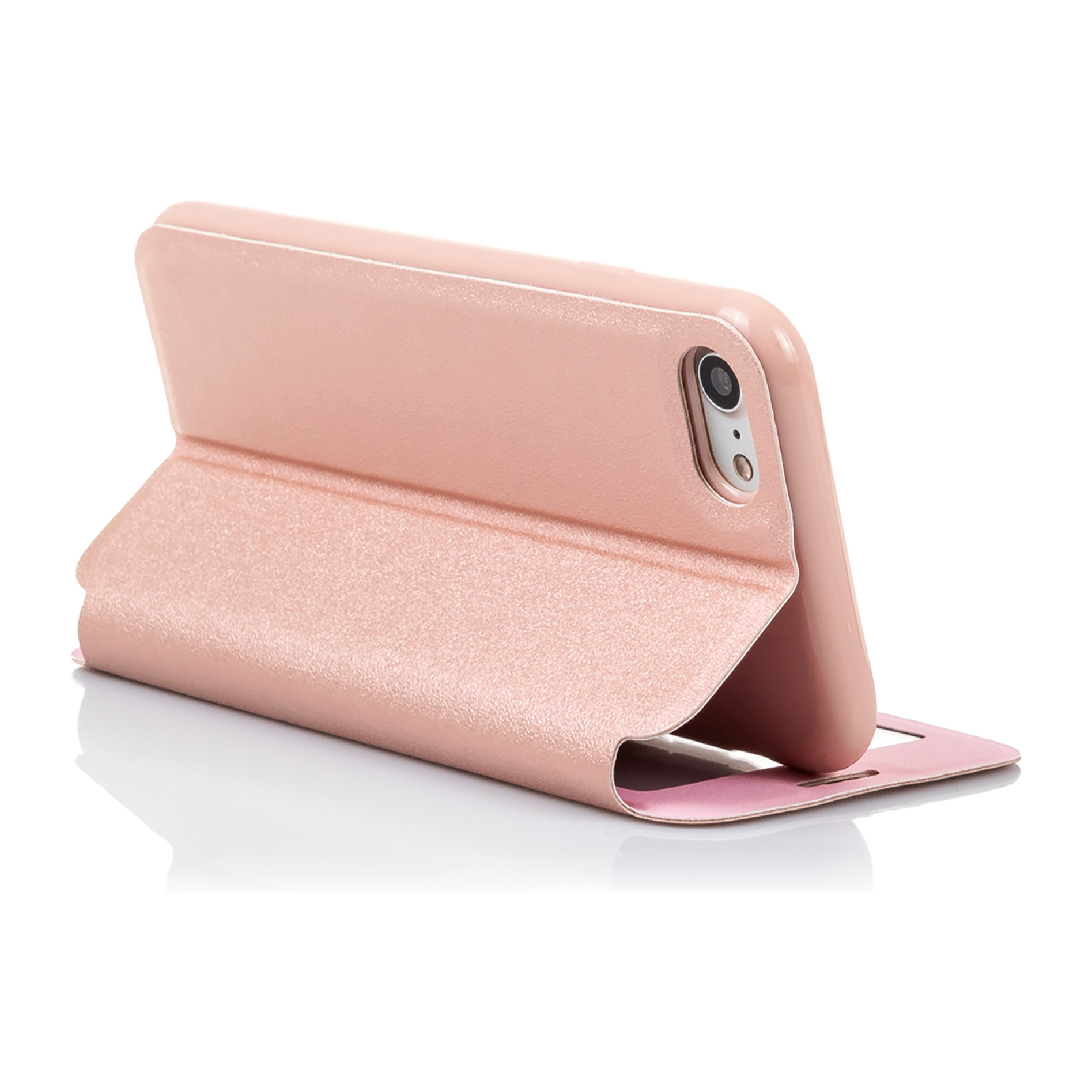 DAM CUSTODIA A LIBRO CON CHIUSURA MAGNETICA A FINESTRA Iphone 7/ Iphone 8 7x1x14 Cm. Colore: oro rosa
