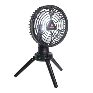 Ventilatore x77 con LED con 7 luci, velocità regolabile e 3 livelli di luce. Oscillazione di 120º e angolo regolabile di 1800º. Con treppiede, gancio per appendere e powerbank di 7800mAh.