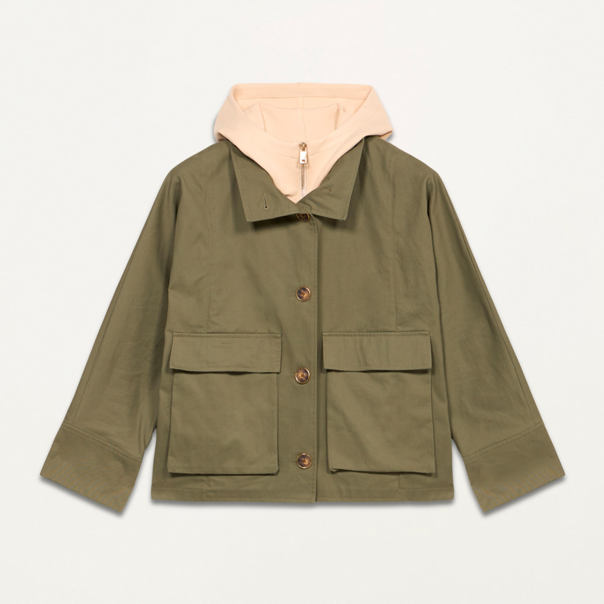 Oltre - Giubbotto in cotone con parti in felpa - Verde militare