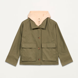 Oltre - Giubbotto in cotone con parti in felpa - Verde militare