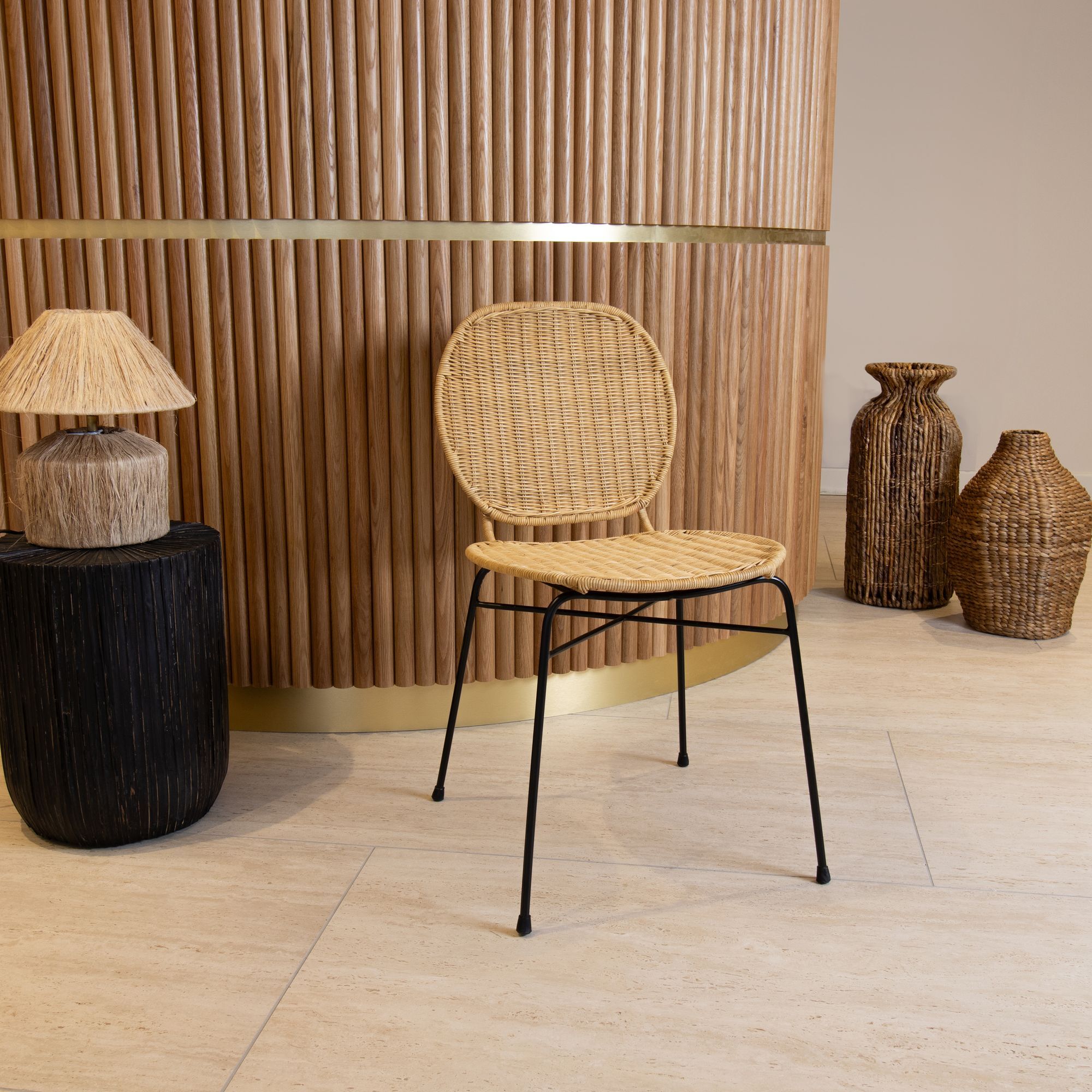 Lot de 2 chaises en rotin et pieds en métal NINA