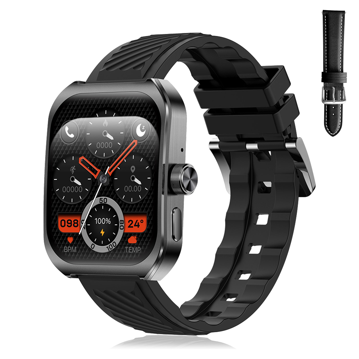 DAM Smartwatch Z88 Pro doble pulsera. Funciones outdoor, llamadas BT, notificaciones push. Funciones deportivas + salud. 5,2x1,2x4,1 Cm. Color: Negro