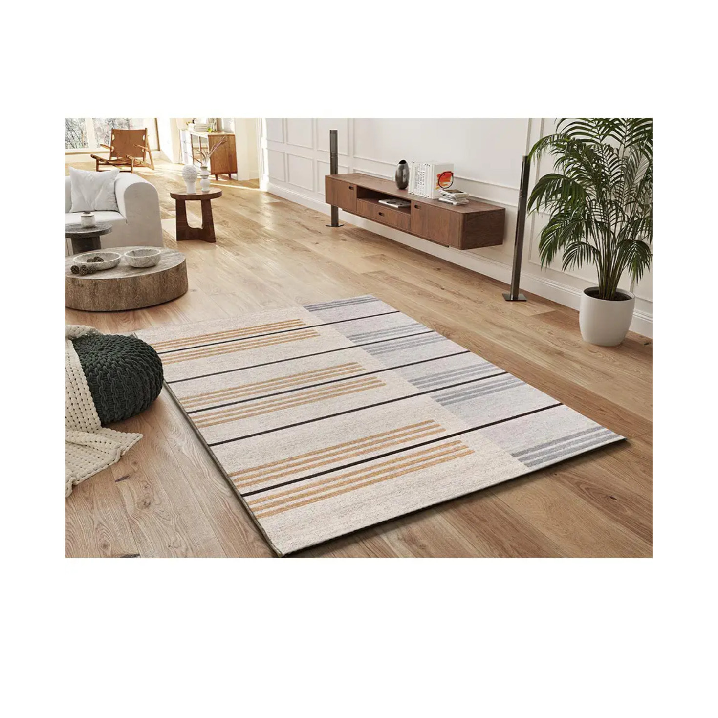 CRAFT Alfombra étnica en tonos gris y beige, varias medidas disponibles