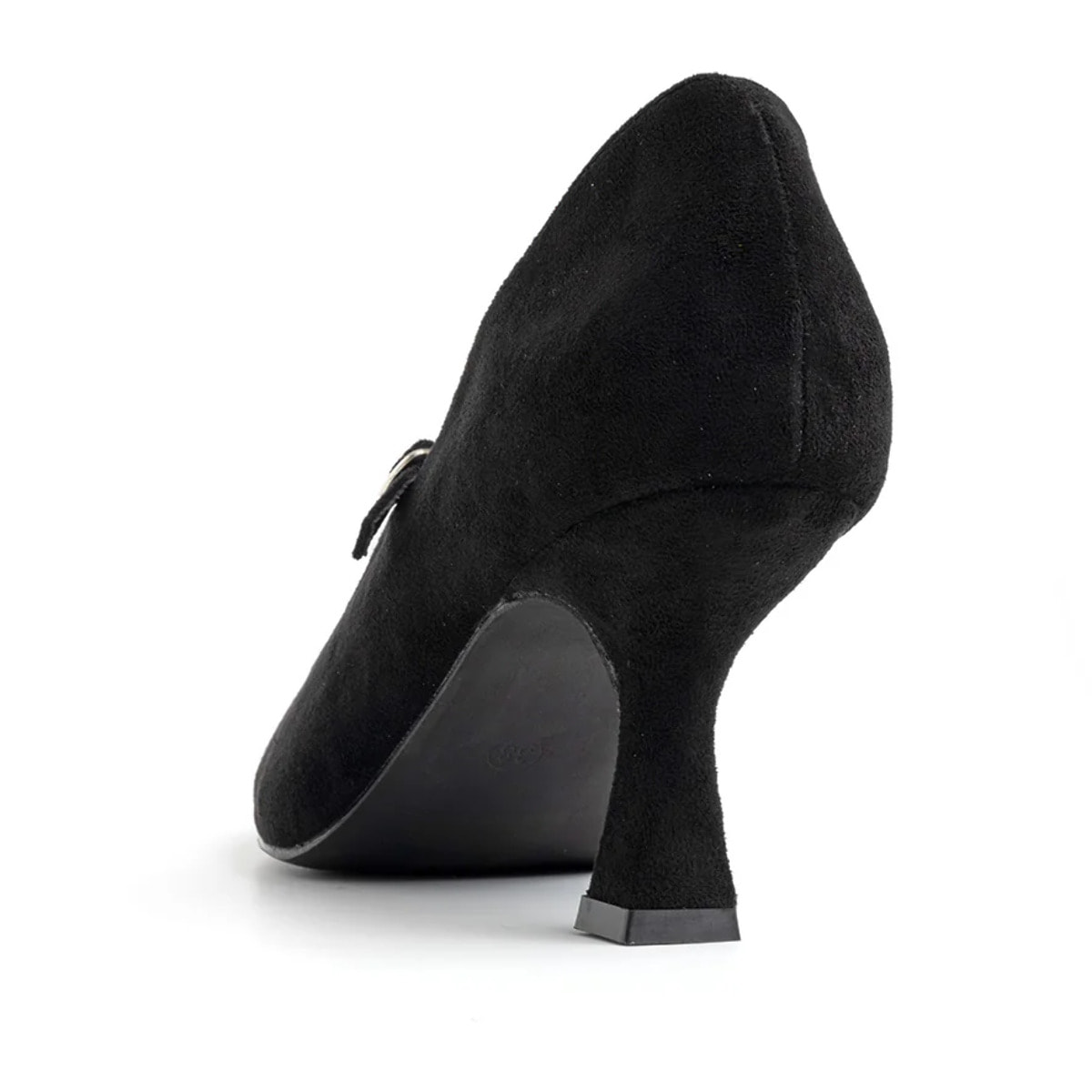 Decolleté a punta in velluto con cinturino - NERO