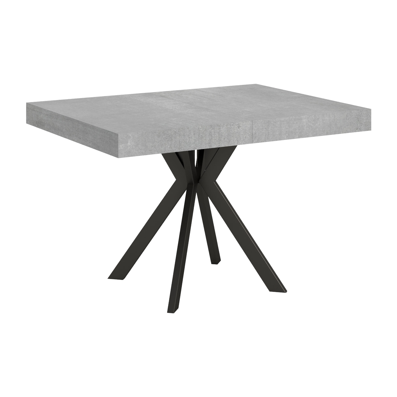 Table extensible 80x120/204 cm Dolcezza gris béton pieds anthracite