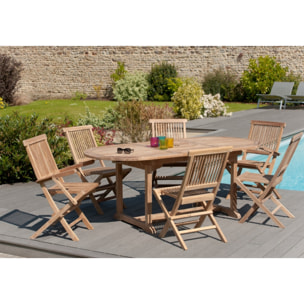 HARRIS - Table de jardin 6/8 personnes - ovale extensible - 150/200*90 cm en bois Teck brut