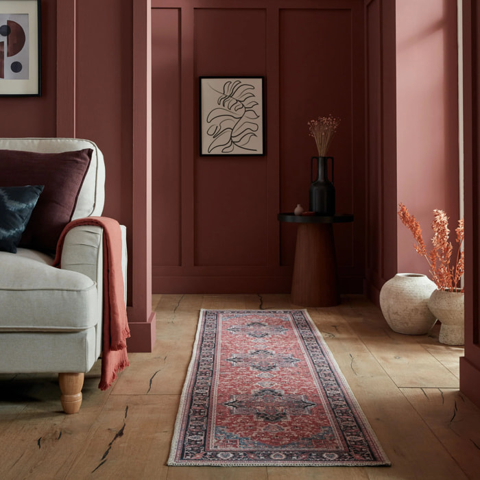 Tapis lavable de couloir WINDSOR Rouge