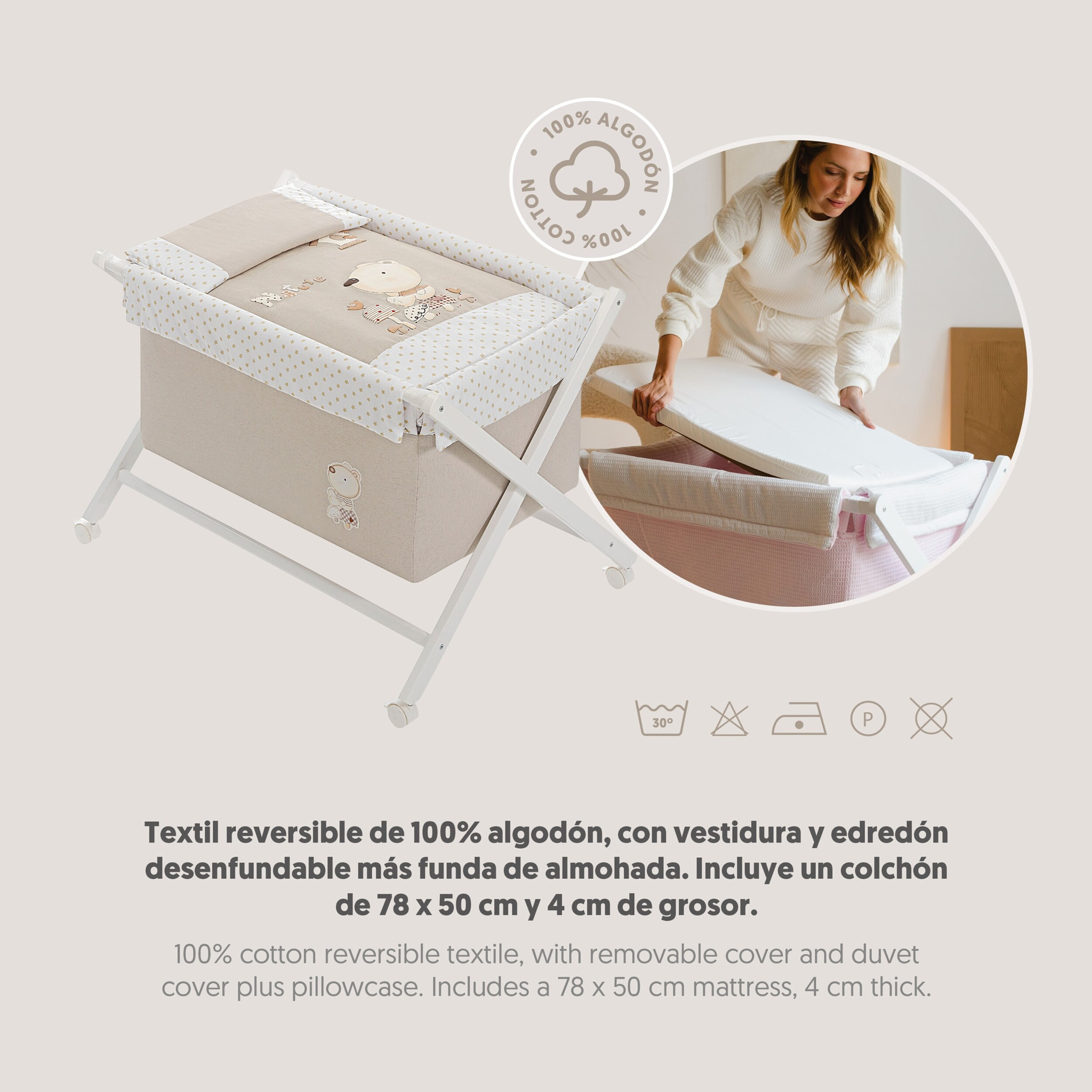 Minicuna con Textil  Nature Beig