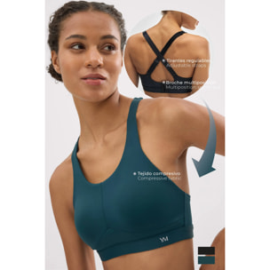 Reggiseno sportivo ad alto sostegno con spalline regolabili in nero