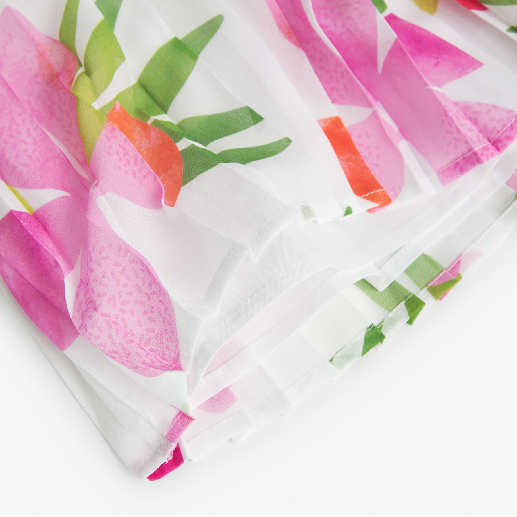 Falda plisada para niña estampada con flores de color rosa