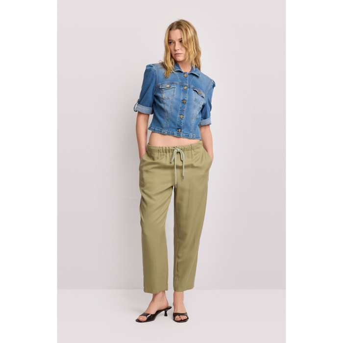 Kocca - Giubbino in denim taglio cropped Donna, Denim, Colletto di camicia