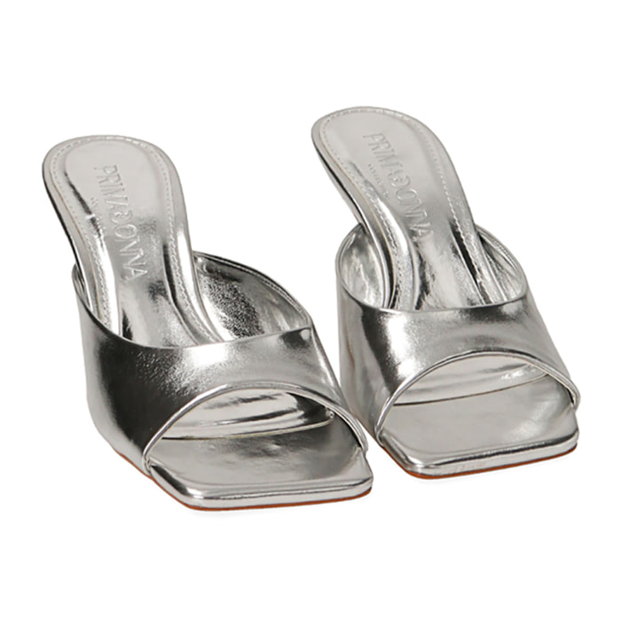 Mules plateados, tacón de 5,5 cm