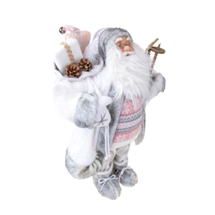 Babbo Natale Con Sci. Altezza 60 Cm - Pezzi 1 - 27X60X19cm - Colore: Bianco - Bianchi Dino - Articoli Natalizi