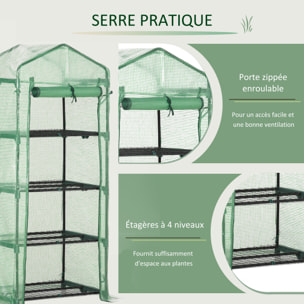 Serre de jardin balcon étagère serre 4 niveaux 0,7L x 0,5l x 1,6H m acier galvanisé bâche amovible PE haute densité vert