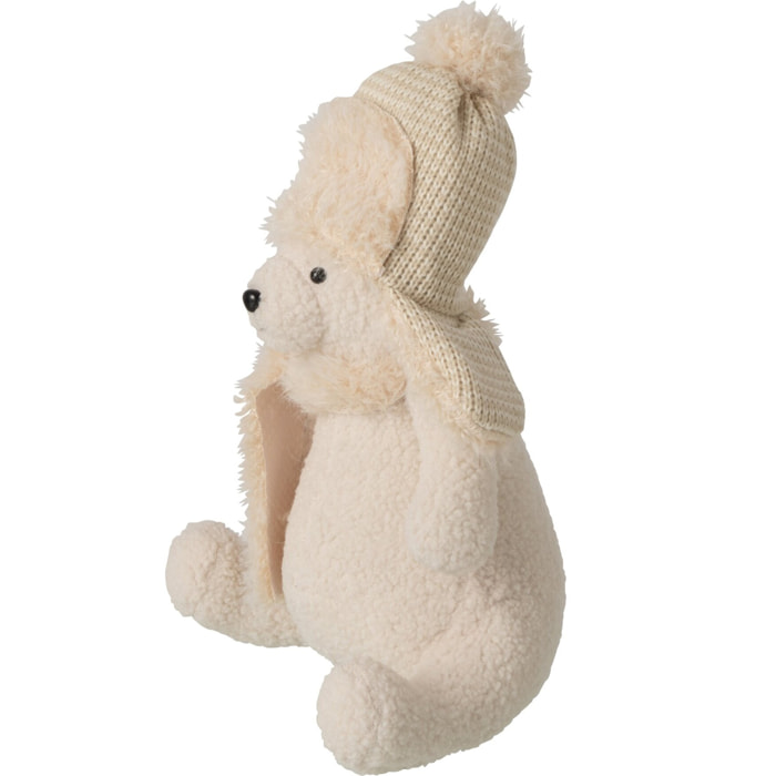 J-Line Ours assis - polyester - beige clair