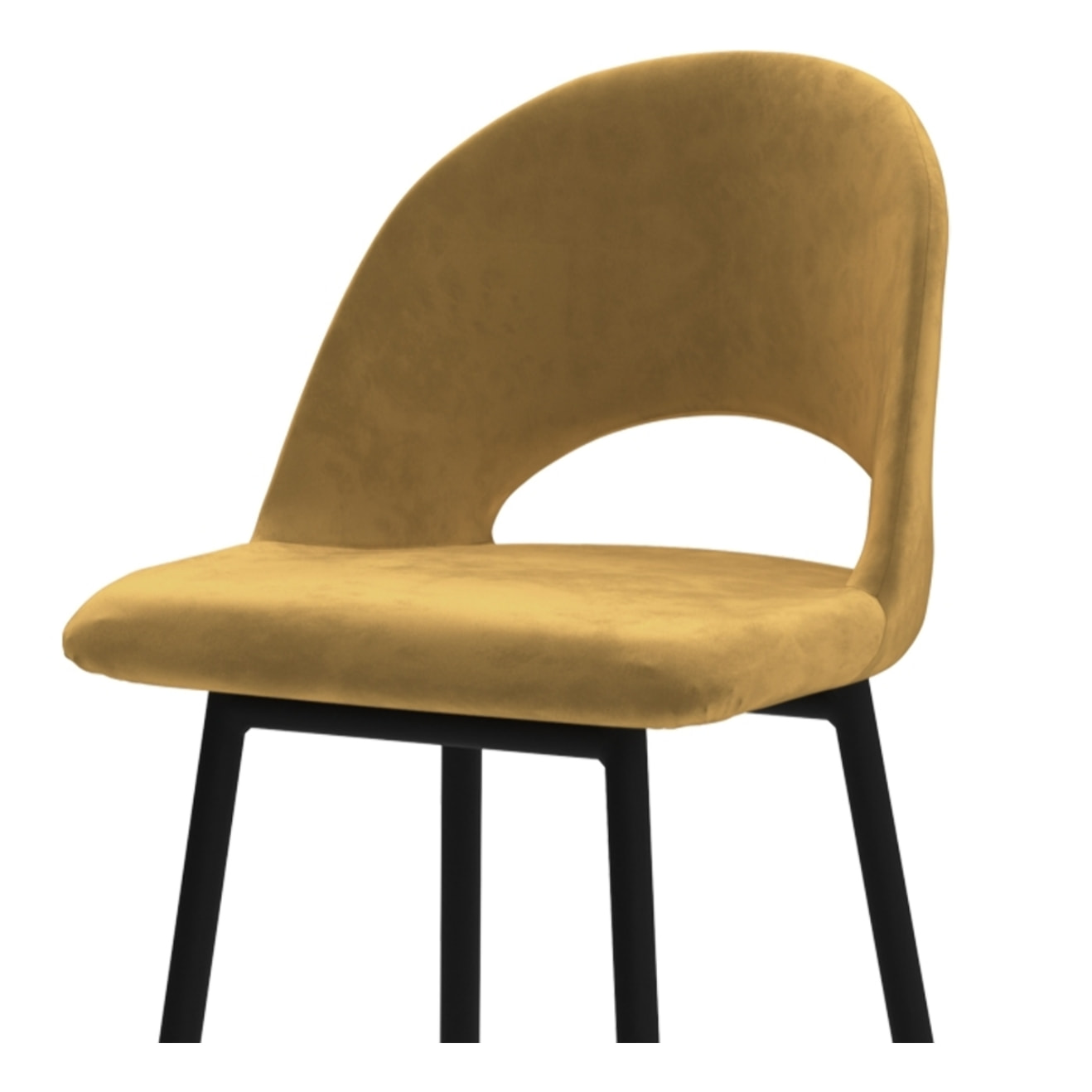 Lot de 2 chaises pour îlot central 65 cm en velours jaune - Pénélope