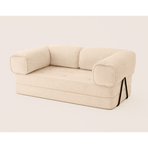 Poppy - canapé 3 places convertible en velours côtelé - Beige