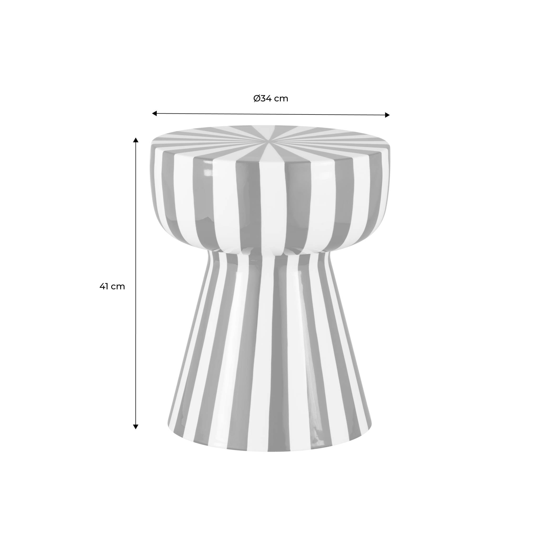 Table d'appoint, bout de canapé, table de chevet, acier émaillé rayures bicolores Ø34 x H41cm ZIGGY