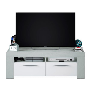 Mueble TV Ambit Blanco Artik (Blanco Mate) - Gris Cemento