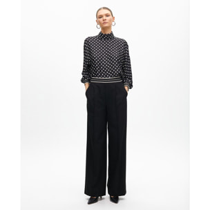 Pantaloni Dritti Bicolore con Fascia Elastica