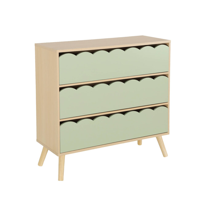 Commode enfant décor bois 3 tiroirs AZUR