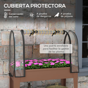 Mesa de Cultivo con Ruedas 80x40x120 cm Huerto Urbano Elevado con Cubierta de Invernadero y Estante Inferior para Cultivo Plantas Flores Verduras Marrón