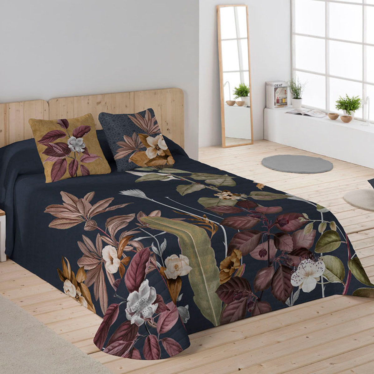 Icehome - Colcha Bouti Estampada - 100% Algodón - 70 gr/m² - Azalea Dark