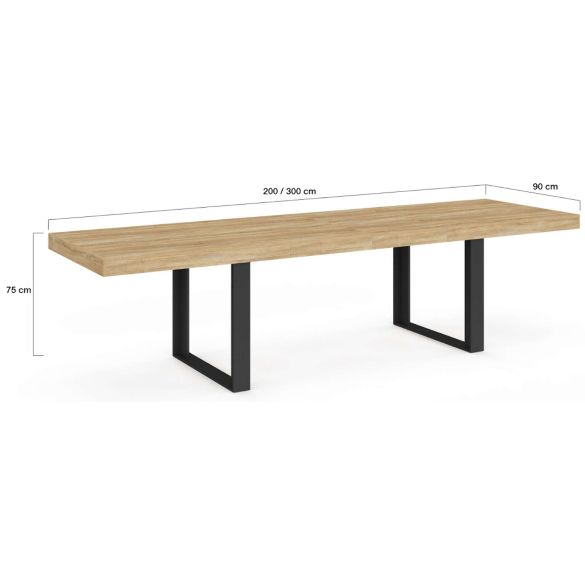 Table à manger extensible Brixton bois et noir 200-300cm