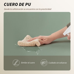 Silla de Escritorio con Reposapiés, Silla de Oficina Giratoria, con Respaldo Reclinable y Alto, Acolchado Grueso, Tapizada en Cuero Sintético, Soporte Lumbar, Altura Ajustable, Ruedas, Verde