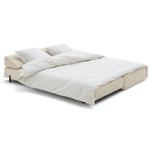 Brescia - banquette 3 places convertible en tissu velours relief - Beige