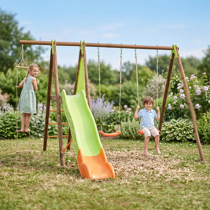 Balançoire en bois poutre métal 2,30 m Techwood Premium XALTO - 5 enfants