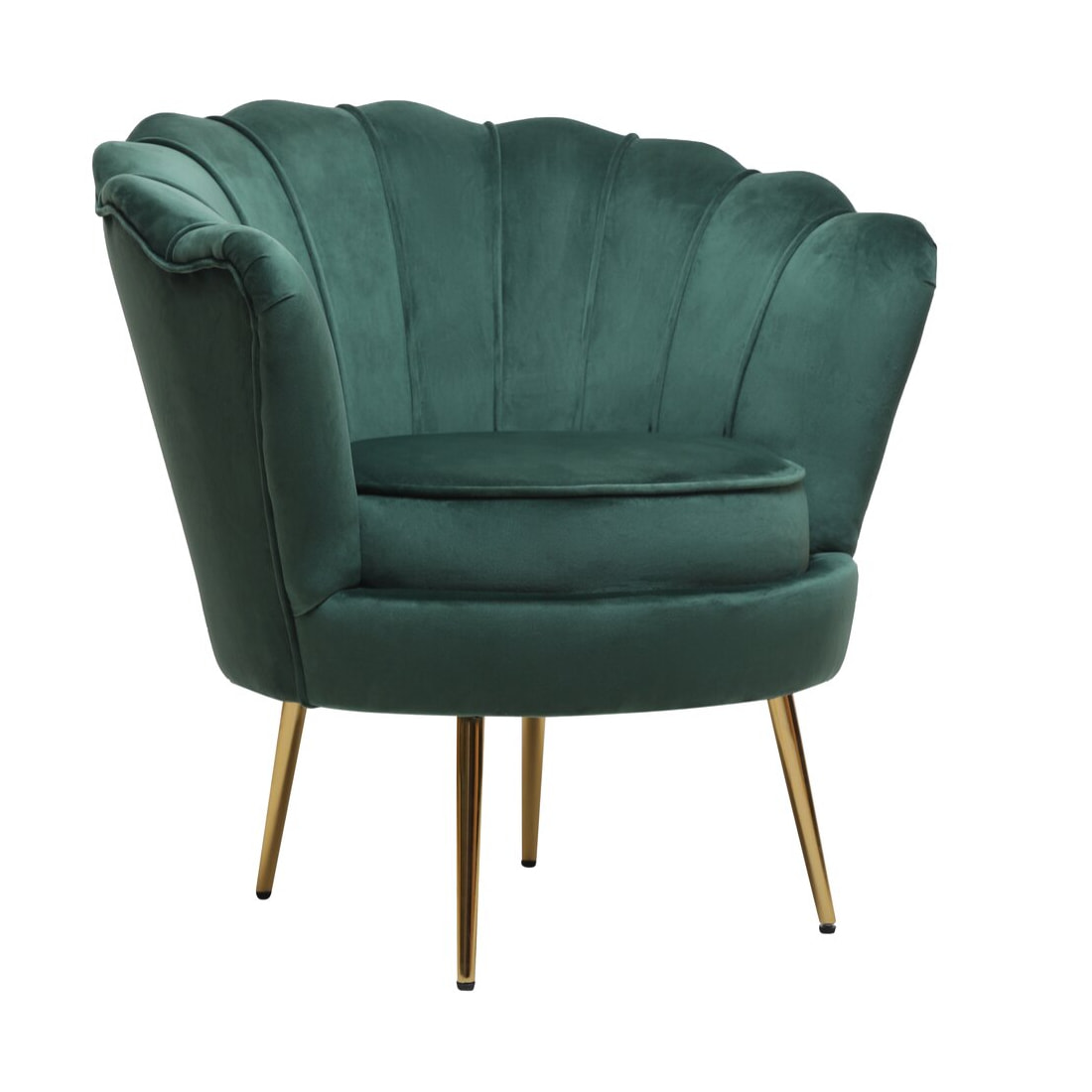 Fauteuil en velours "Floria" - 75 x 68 x 77.5cm - Vert