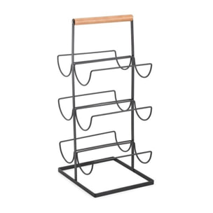 Etagère range bouteilles design industriel Bois & Acier ELIE Noir mat MSV