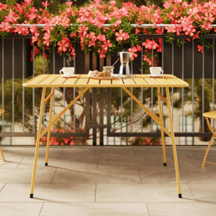 Table et chaises de jardin pliantes 4 personnes en métal jaune - Yumi