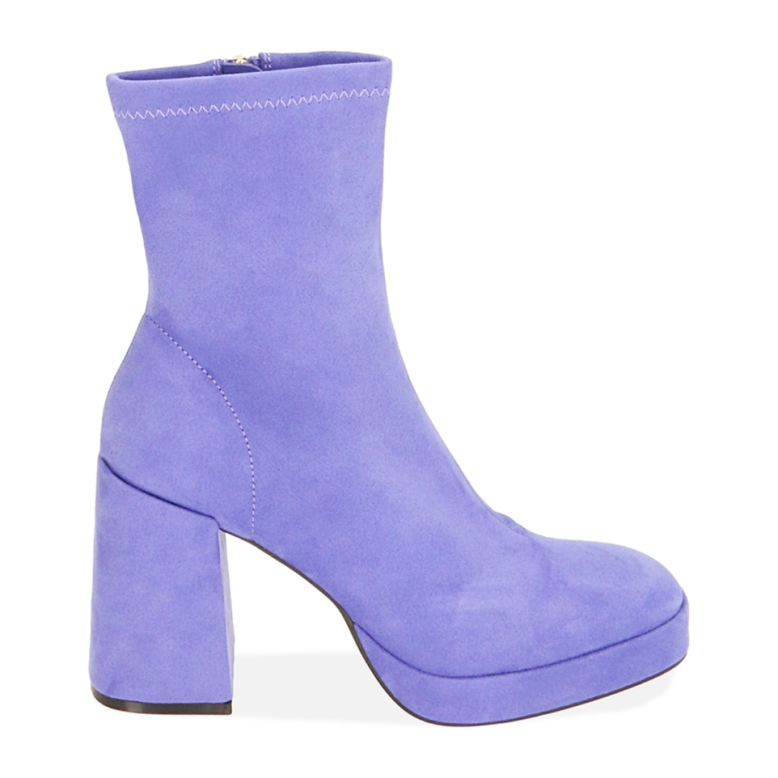 Ankle boots platform viola in microfibra, tacco 9,5 cm