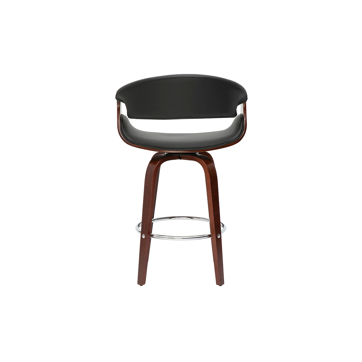 Tabouret de bar design noir et bois foncé 65 cm pivotant 360° ARAMIS