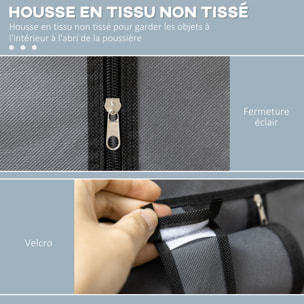 Armoire penderie multi-rangement - 6 étagères, 1 barre - dim. 103L x 43l x 162,5H cm - acier noir non tissé gris