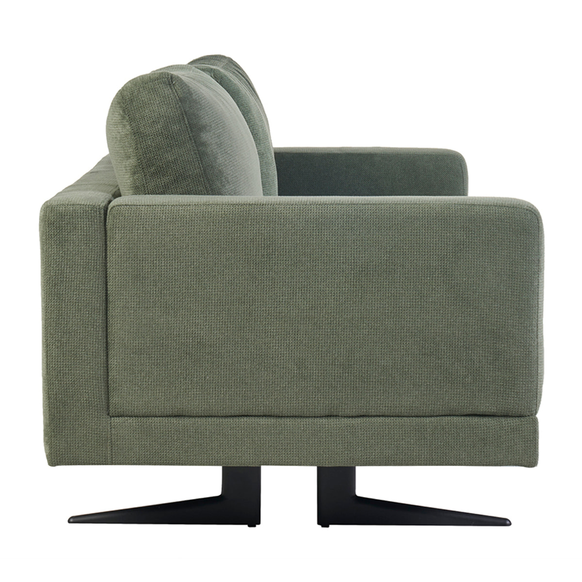 Canapé design 3 places en tissu chenille vert kaki et métal noir LENNON