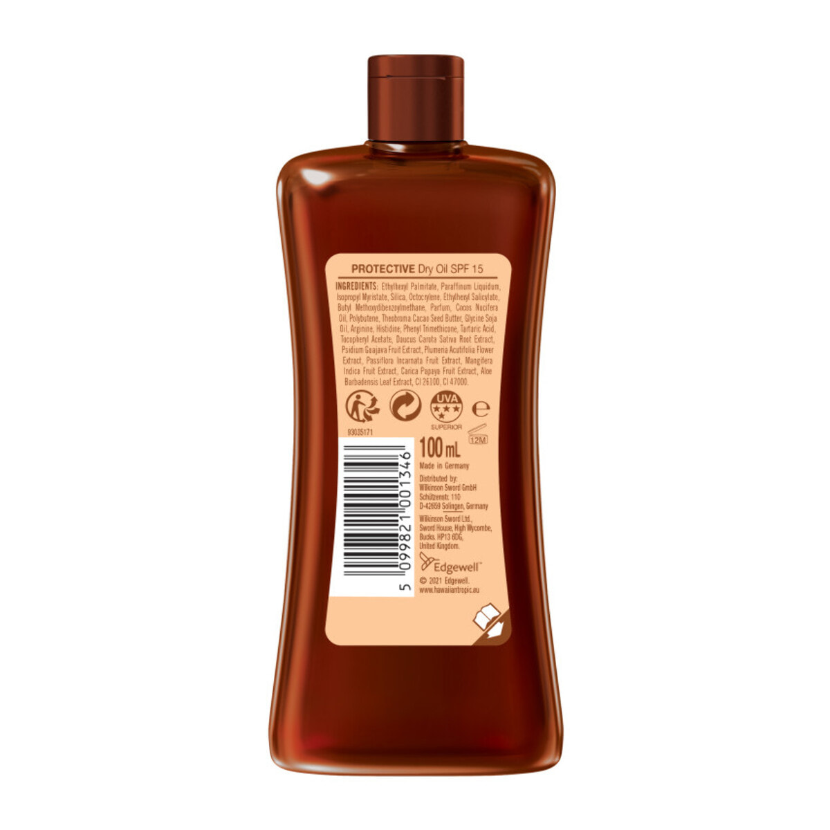 Pack de 2 - Hawaiian Tropic - Huile solaire SPF 15 – Noix de coco & goyave – 100ml