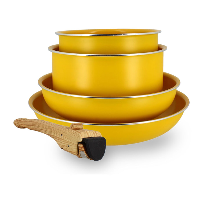 Set de 5 pièces en aluminium recyclé safran - tous feux