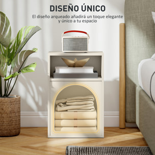 Mesita de Noche Moderna Mesilla de Noche Estrecha con 2 Compartimentos Abiertos Diseño en Forma de Arco Mesa Auxiliar para Salón Dormitorio 40x30x60 cm Verde