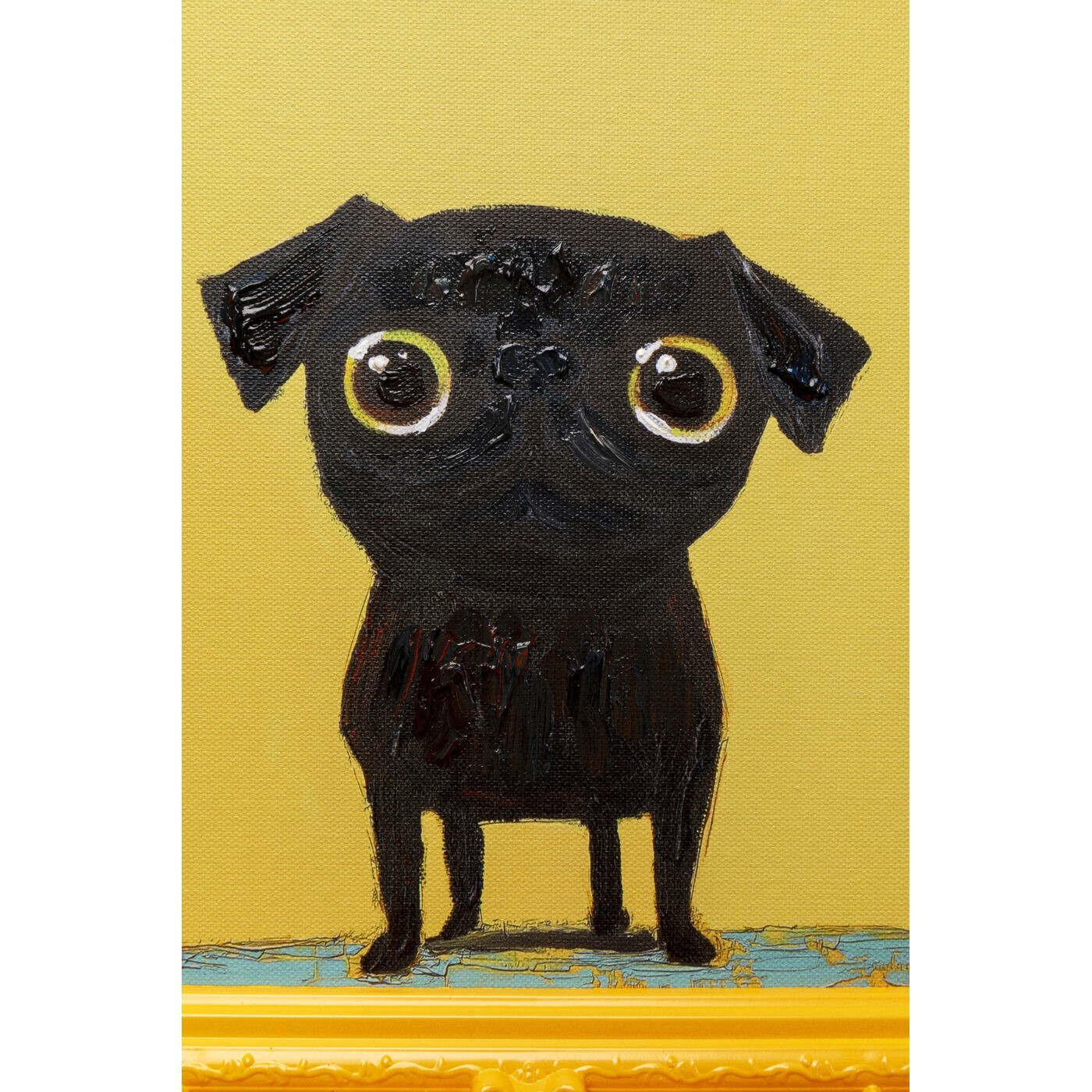 Tableau Frame jaune chien noir 30x35cm Kare Design