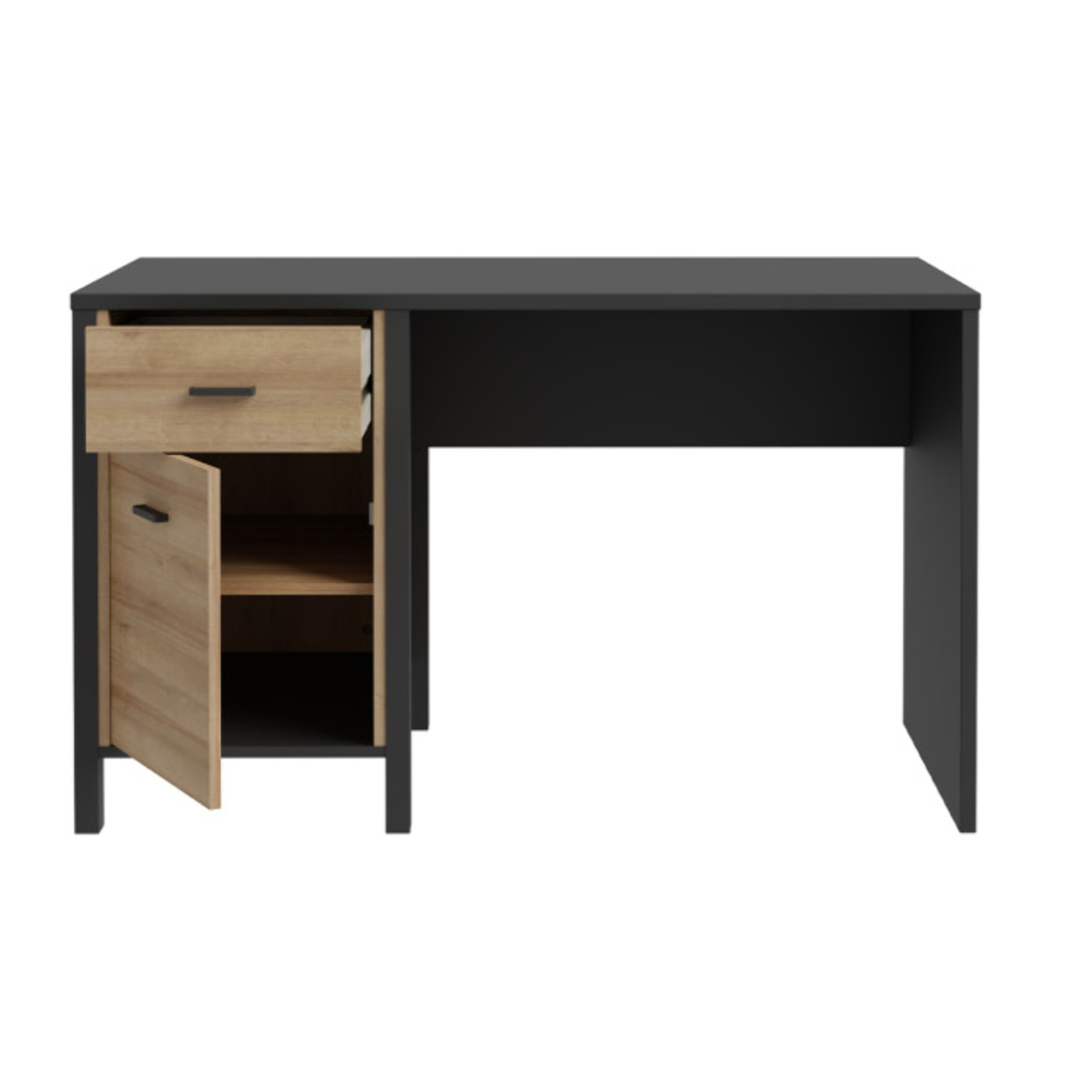 Bureau 120 cm effet chêne avec tiroir et rangement - MIAMI