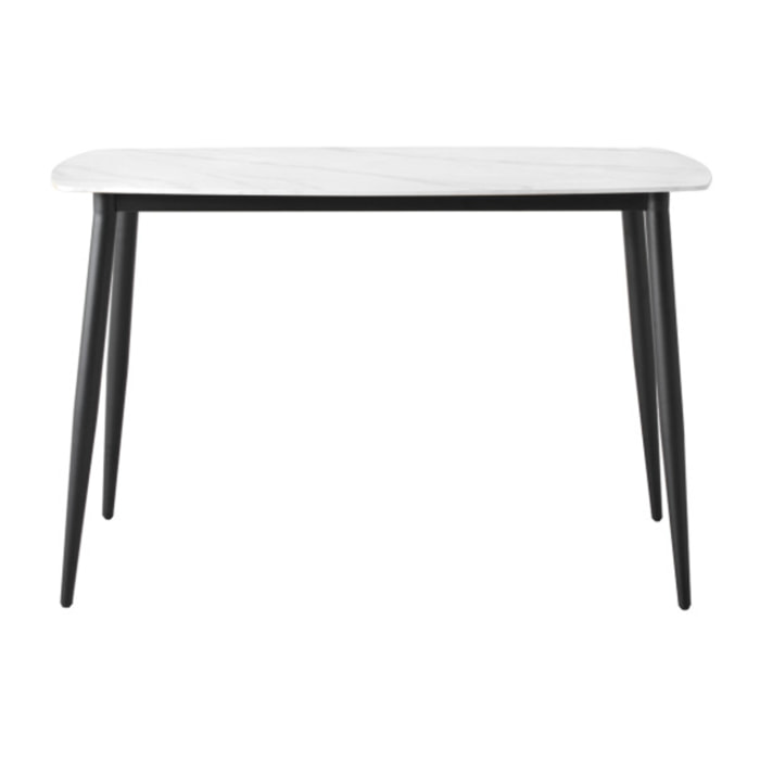 Table haute 140 x 70 cm en céramique marbrée avec pieds en métal - TREIVE