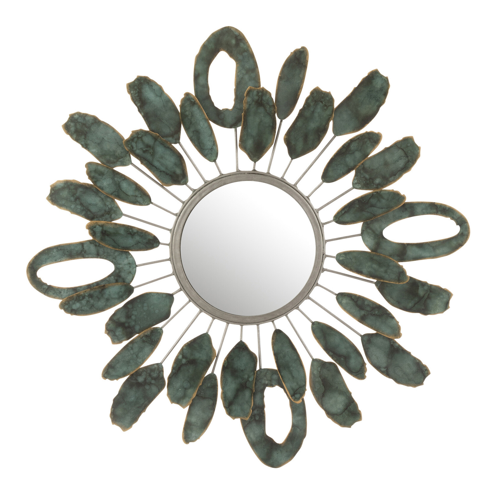 J-Line miroir Morceaux Ovales - métal - or/vert - Ø 61 cm