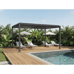 Pergola bioclimatique autoportante avec lames orientables "Howard" - 3 x 4 m - Gris